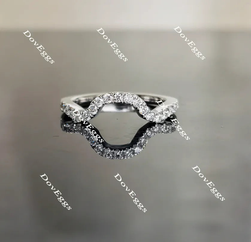 Doveggs pave curved moissanite/lab grown diamond wedding band-1.8mm band width