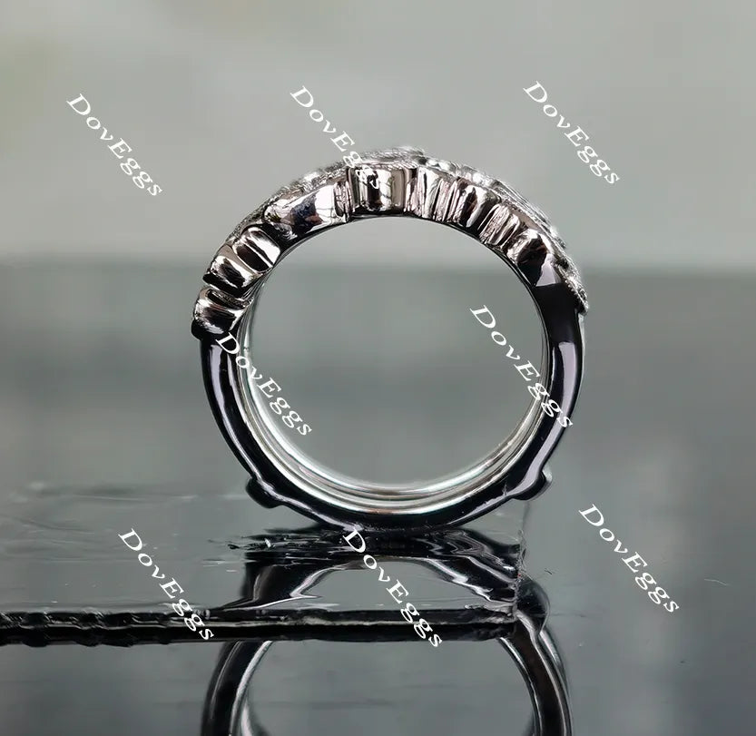 Doveggs art deco round pear moissanite/lab grown diamond enhancer-6.6mm band width