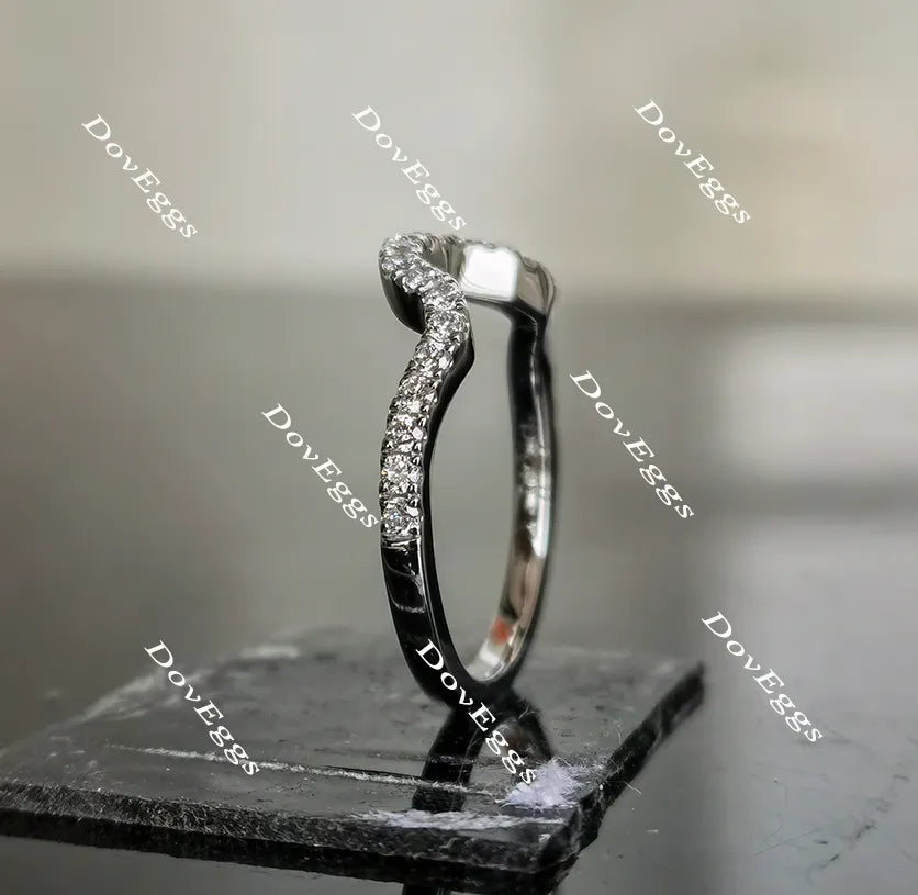 Doveggs pave curved moissanite/lab grown diamond wedding band-1.8mm band width
