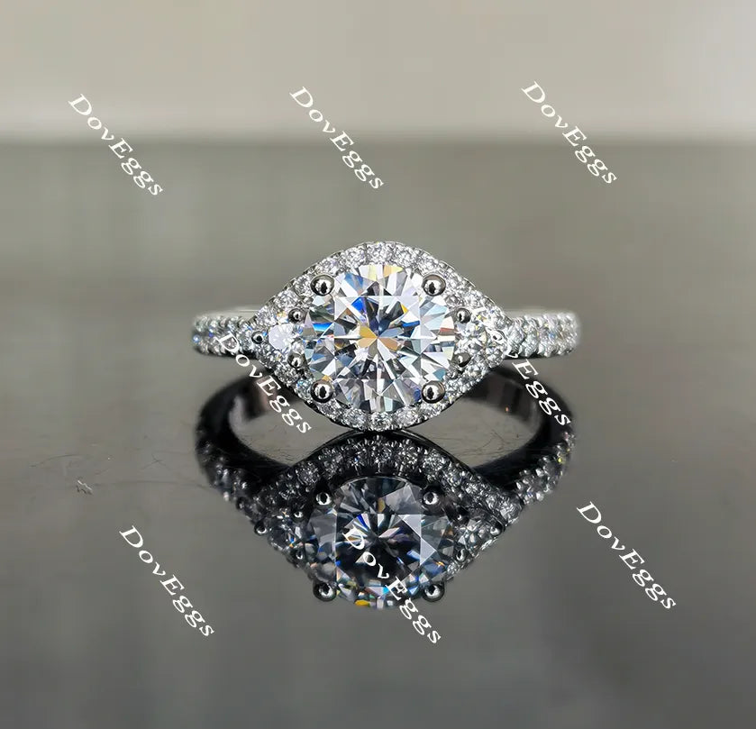 The Anna round half eternity pave halo moissanite ring