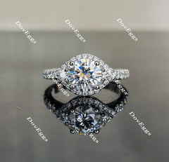The Anna round half eternity pave halo moissanite ring