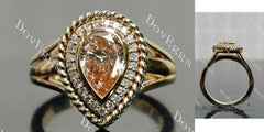 Pear bezel halo moissanite engagement ring| Doveggs