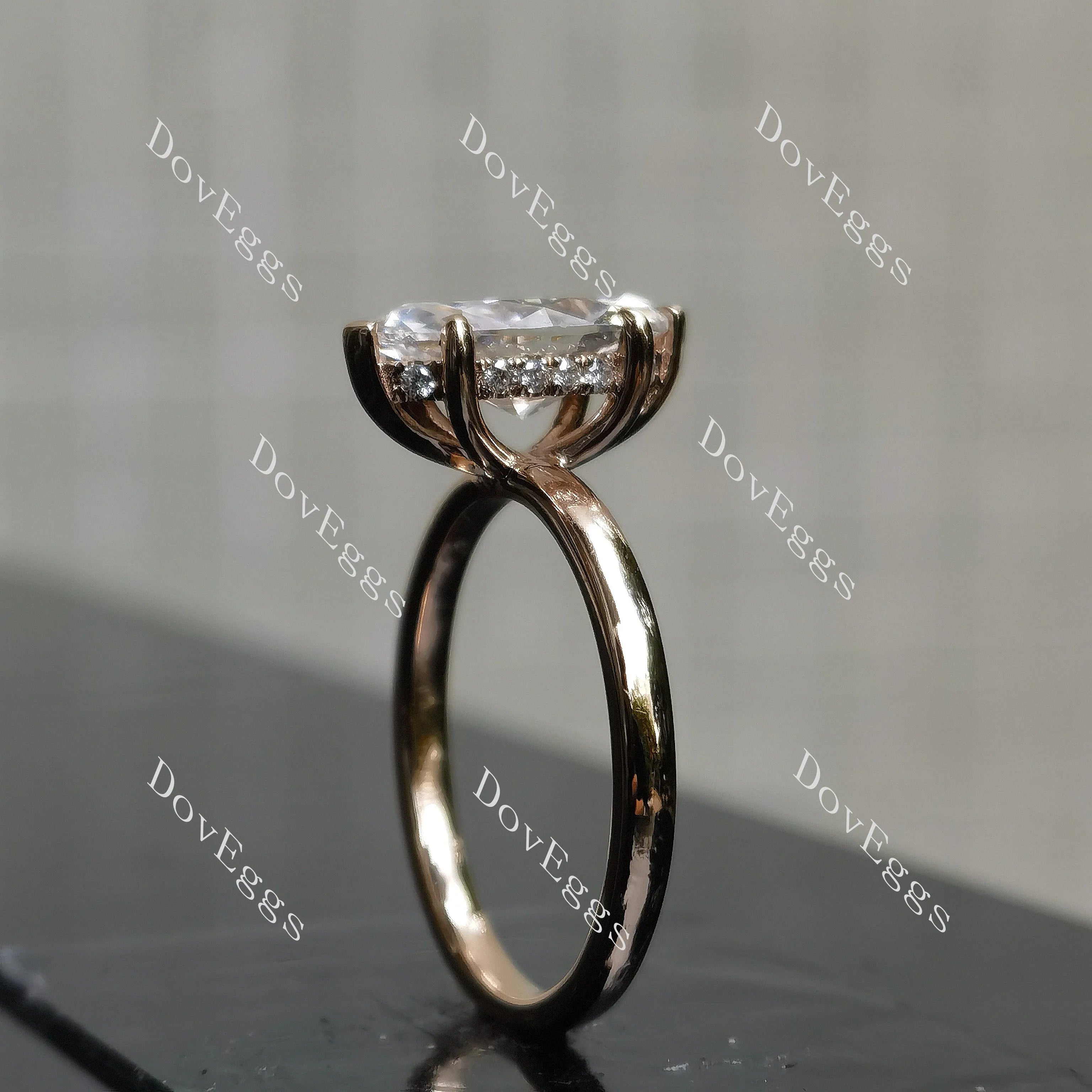 Doveggs Marquise Modified H&A cut solitaire moissanite engagement ring