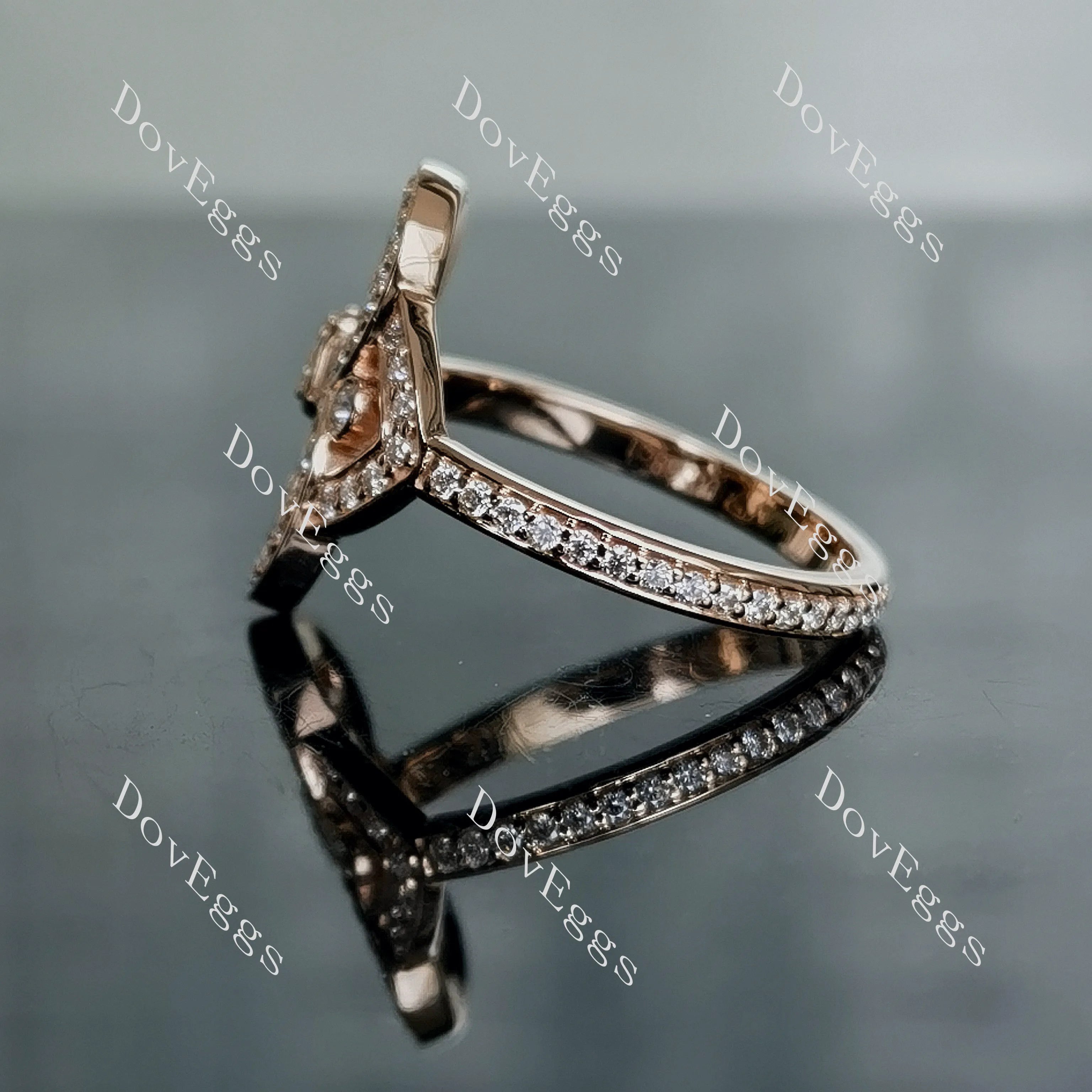 Fleur-de-lis round pave moissanite/lab grown diamond wedding band-2.2mm band width