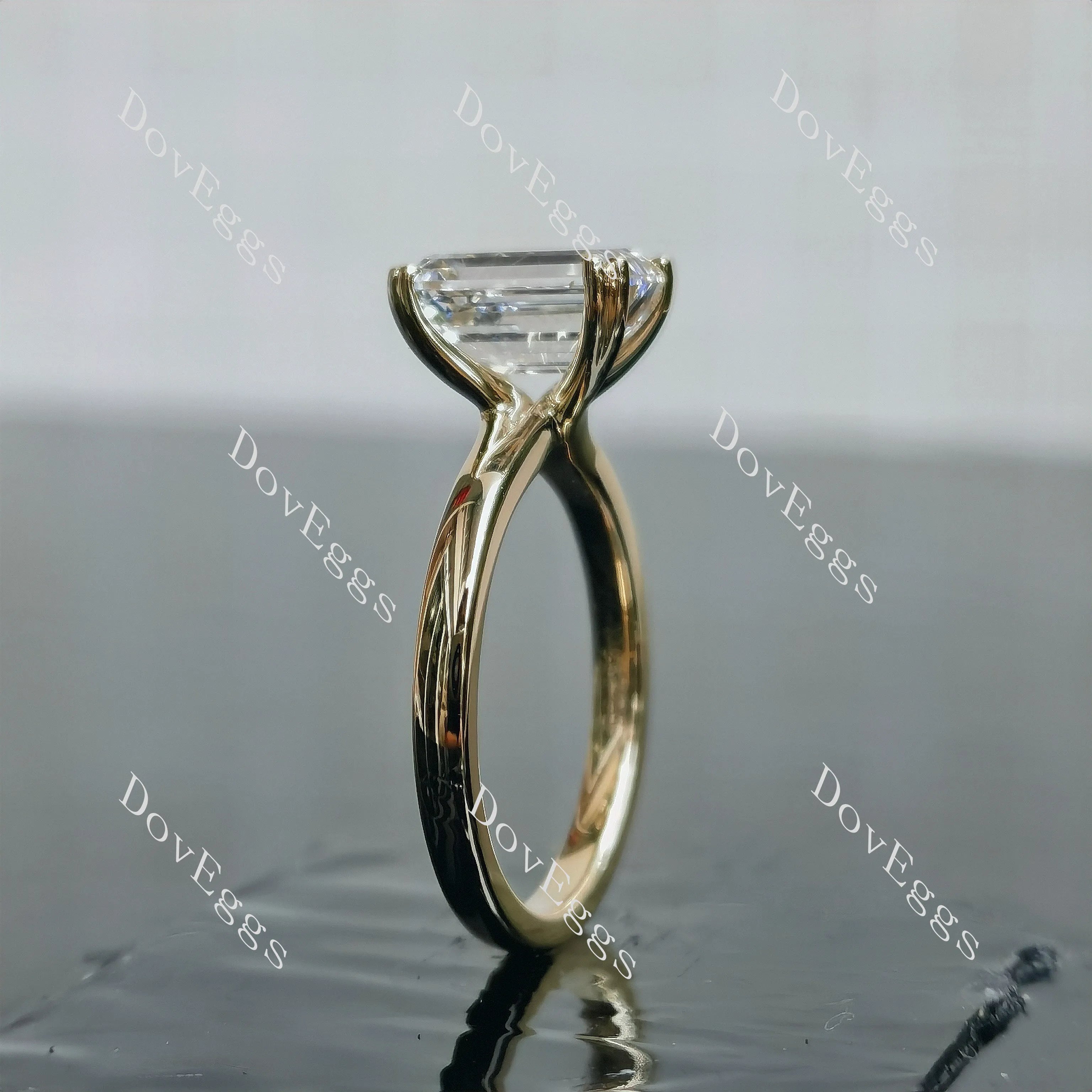 Doveggs Emerald Pave Solitaire Lab Grown Diamond Engagement Ring