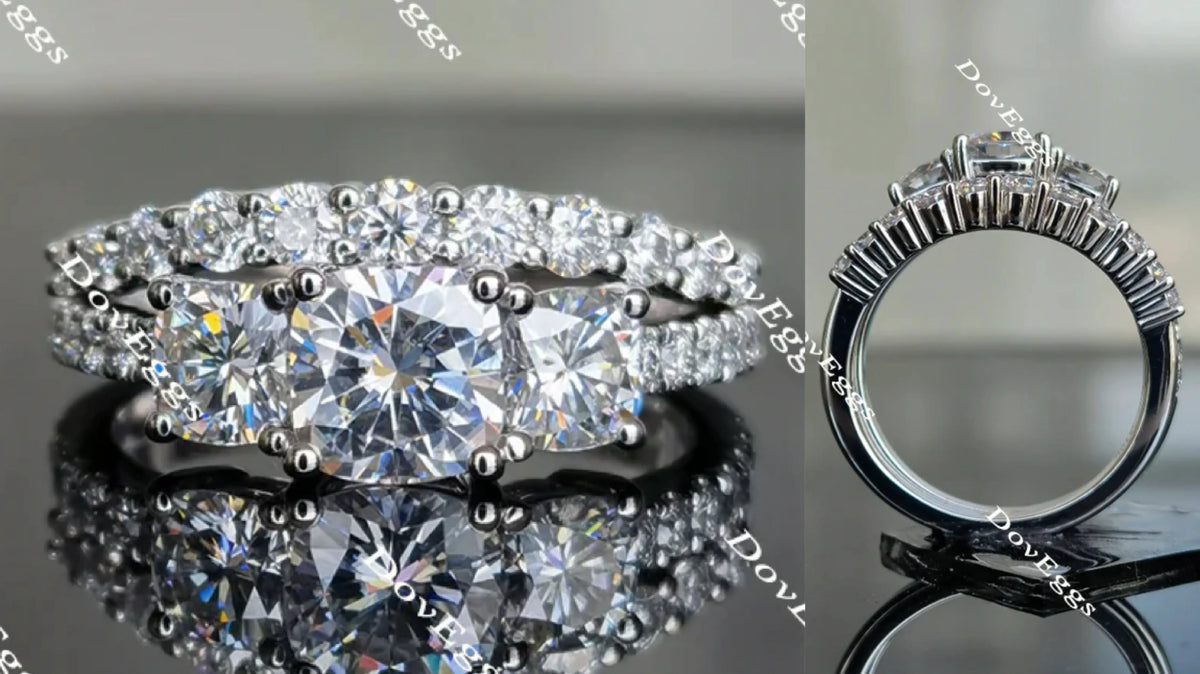 Doveggs cushion moissanite bridal set (2 rings)