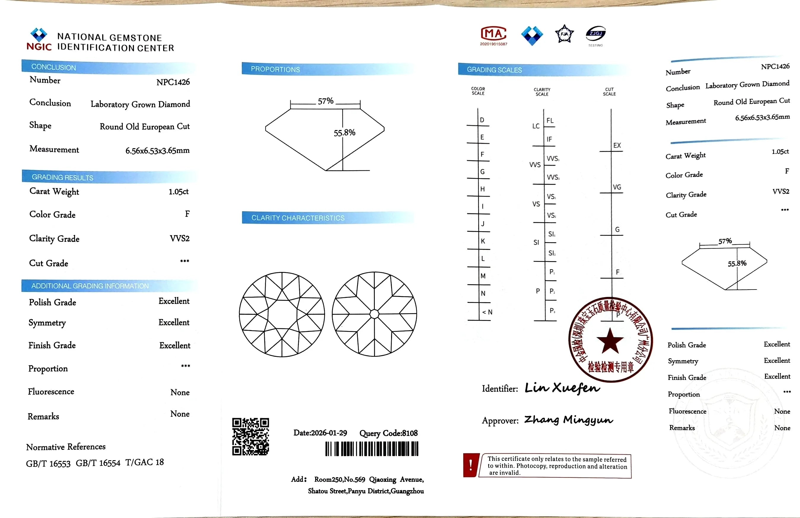 1.05ct Round Old European Cut Lab Diamond - F Color VVS2 | Doveggs Certified