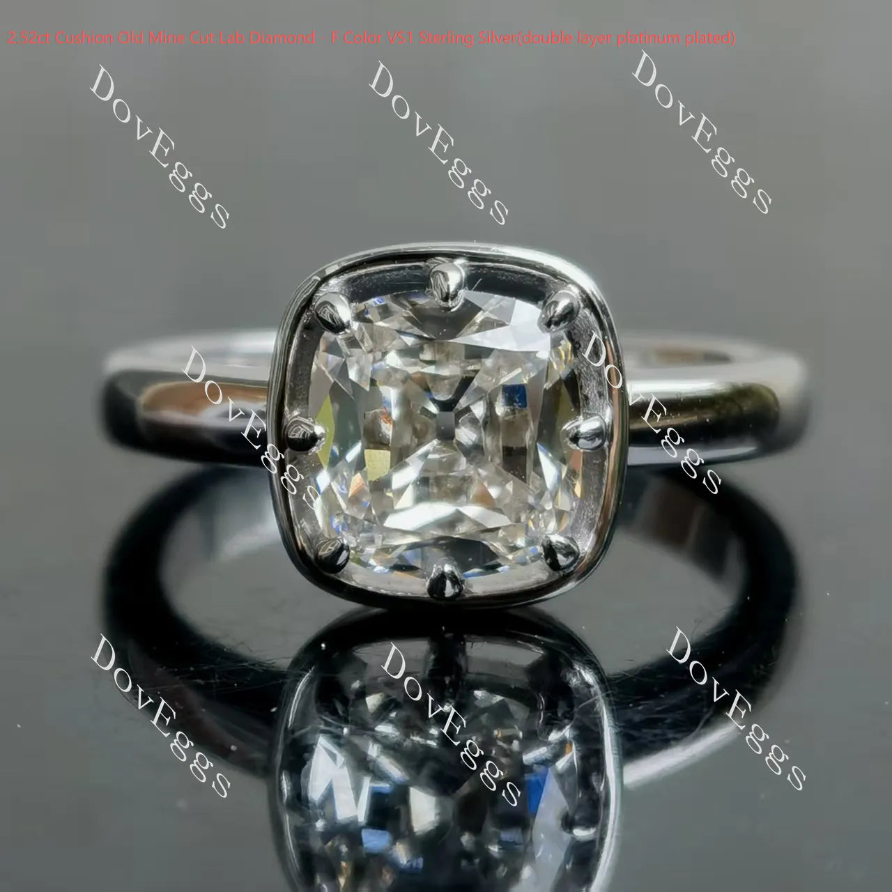 DovEggs cushion solitaire moissanite engagement ring (engagement ring only)