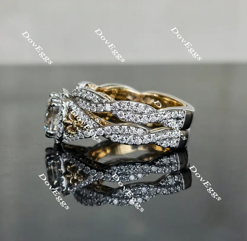 Doveggs round vintage pave moissanite band/lab grown diamond wedding band-3.3mm band width