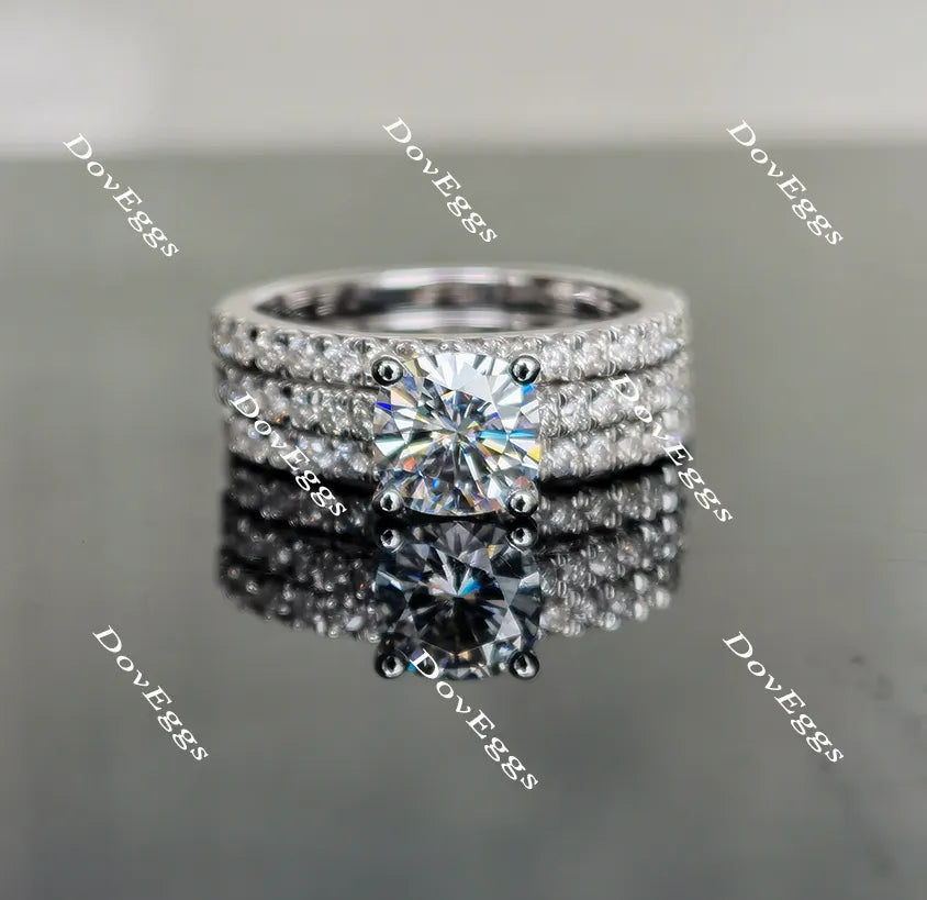 Doveggs half eternity pave moissanite/lab grown diamond wedding band(one piece of wedding band only)-1.8mm band width