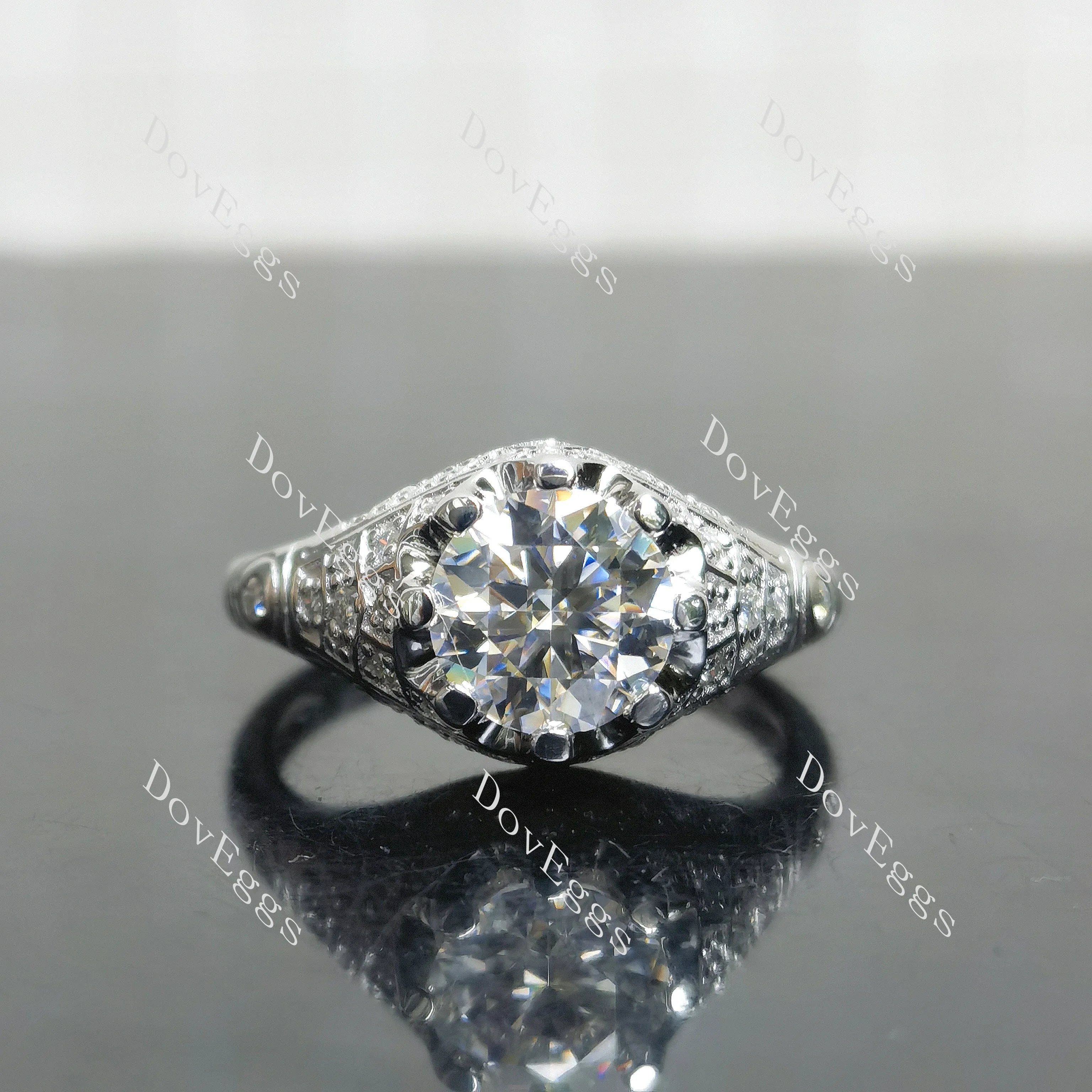 (size 8.5) Doveggs sterling silver 2ct round moissanite engagement ring
