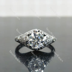 (size 8.5) Doveggs sterling silver 2ct round moissanite engagement ring