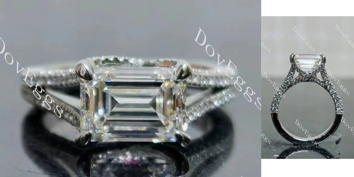Amanda's Endless Fire Emerald Split Shanks Lab Grown Diamond Engagement Ring