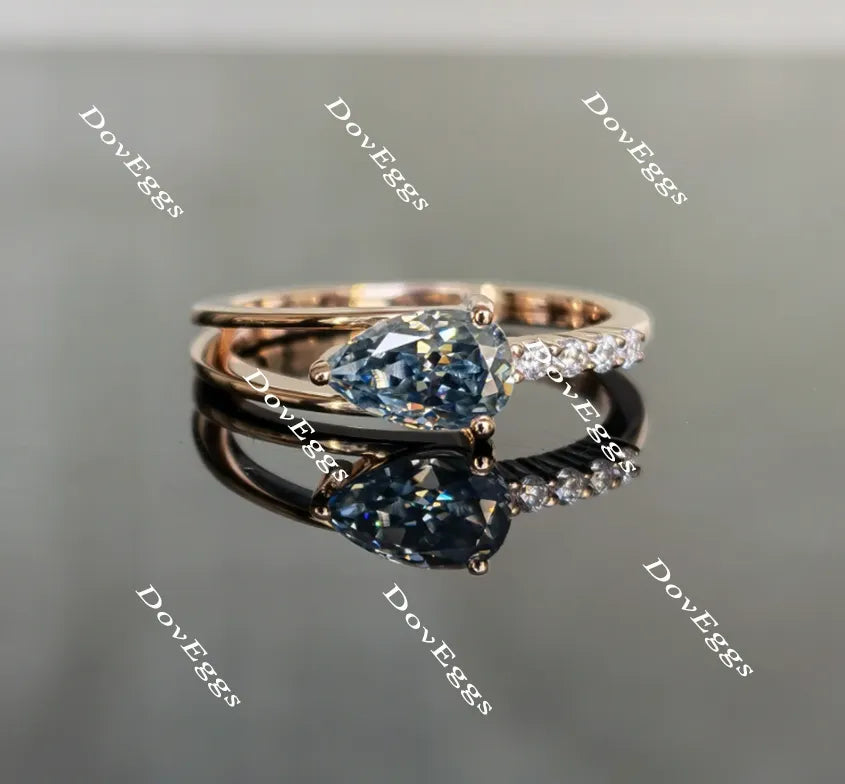 Follow Your Arrow smokey sparks grey pear moissanite engagement ring