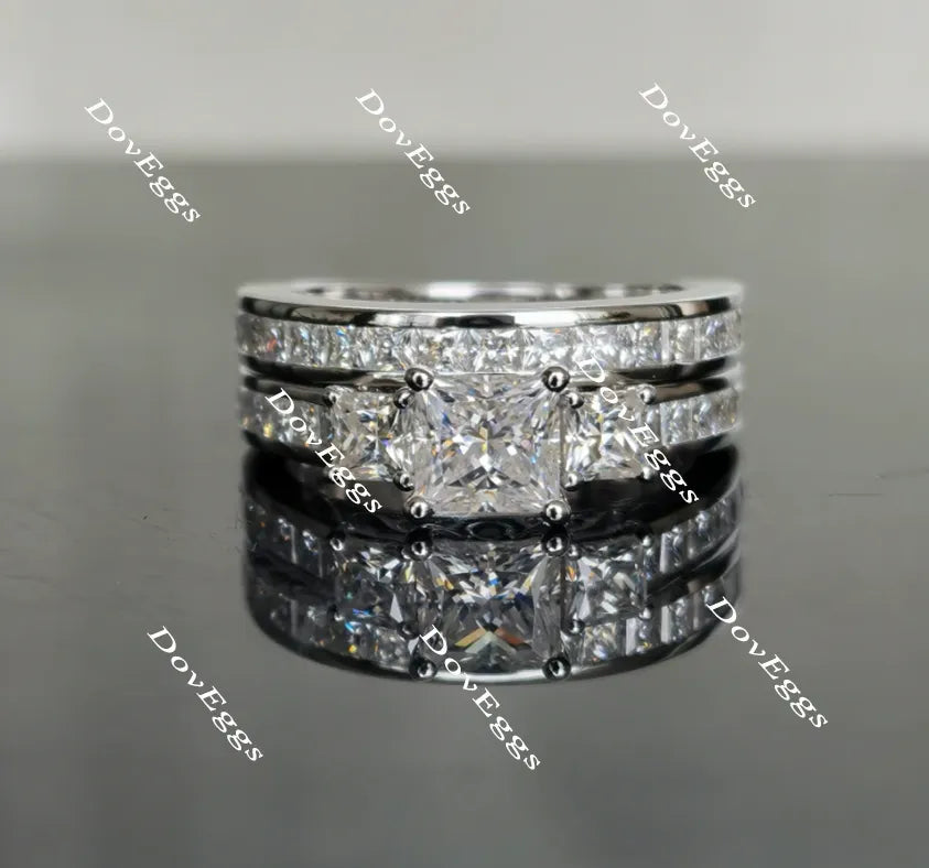 Doveggs princess half eternity channel set moissanite engagement ring
