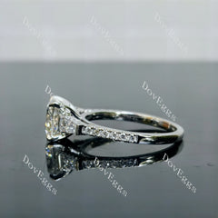 Doveggs Cushion Pave Half Eternity Lab Grown Diamond Engagement Ring