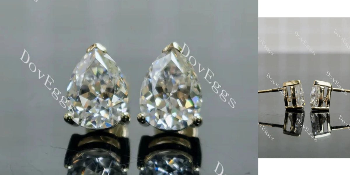 Doveggs pear pave moissanite earrings