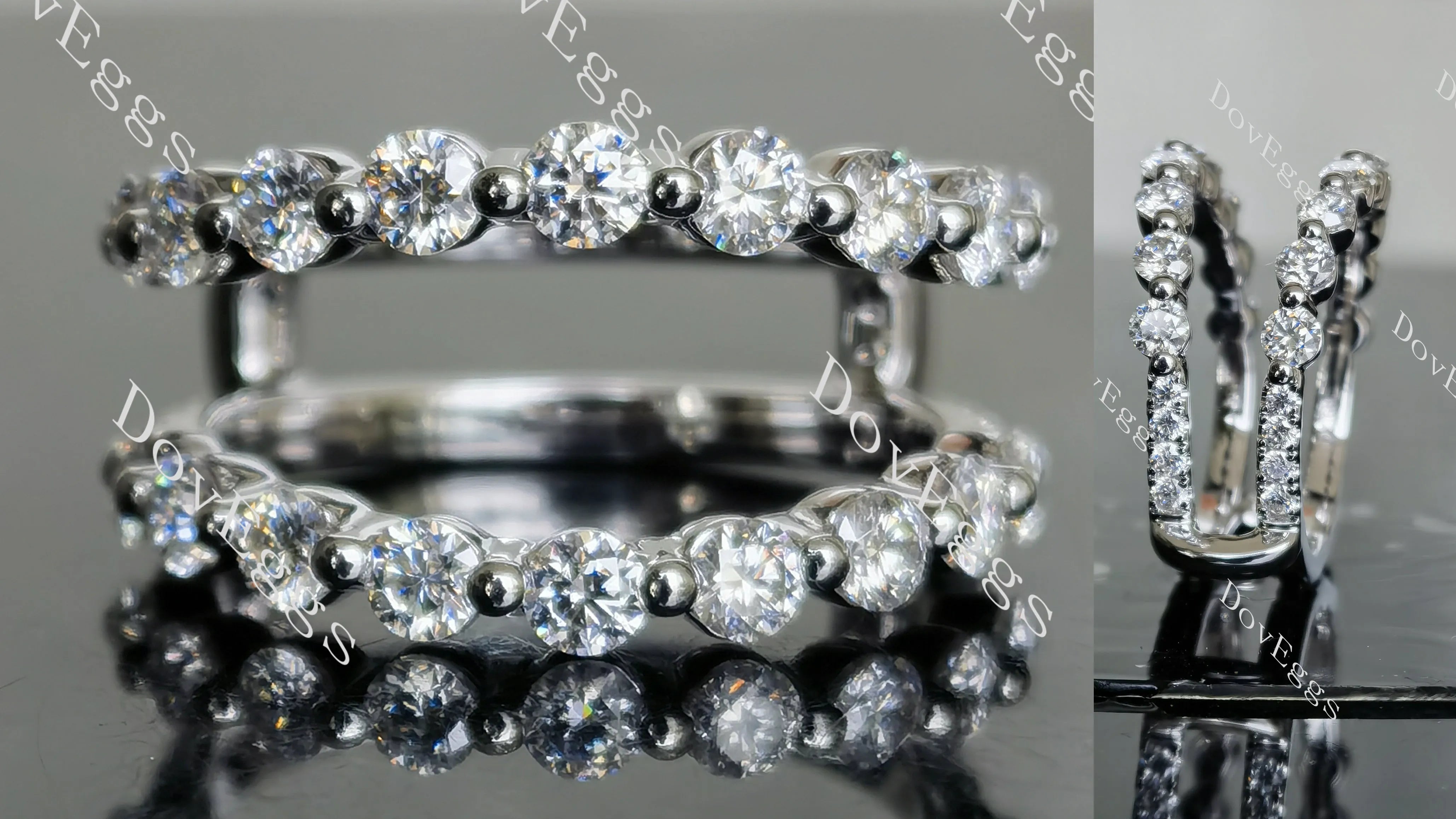 Doveggs round pave moissanite/lab grown diamond enhancer/wedding band(wedding band only)-7.6mm band width
