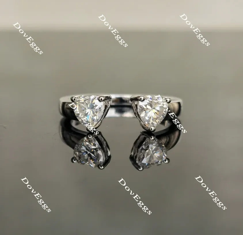DovEggs heart two-stone moissanite engagement ring for women