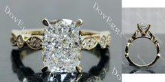 Doveggs Cushion Side Stones Lab Grown Diamond Engagement Ring