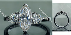 Doveggs Marquise Step cut pave three stones moissanite engagement ring