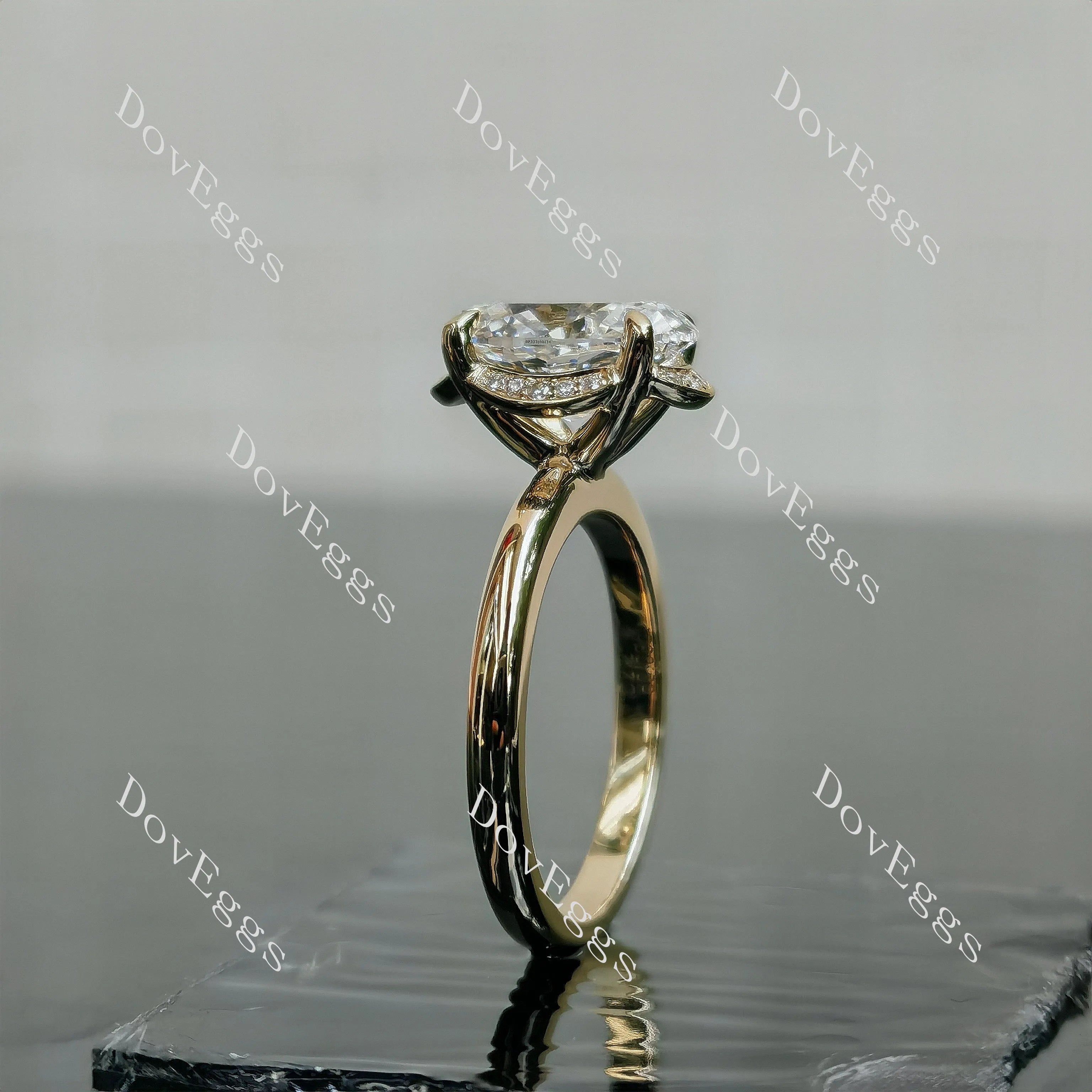 Oval hidden halo moissanite engagement ring| DovEggs
