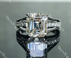 Doveggs Elizabeth Taylor Krupp cut half eternity pave moissanite engagement ring