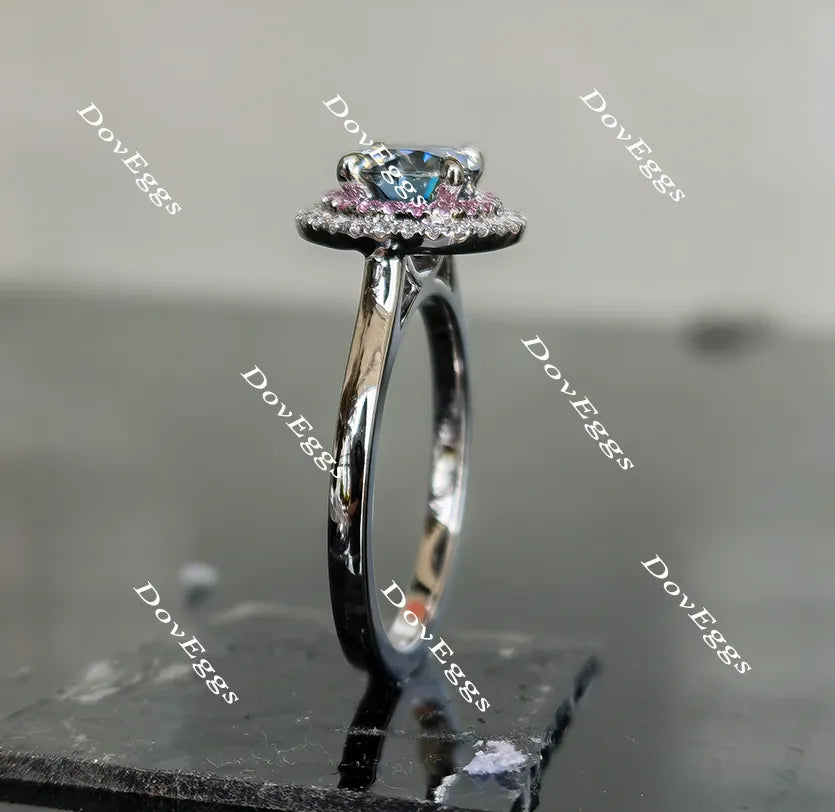 Doveggs round halo moissanite engagement ring