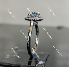 Doveggs round halo moissanite engagement ring