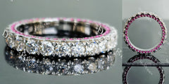 Doveggs round full eternity moissanite/lab grown diamond & colored gem wedding band-3.0mm band width