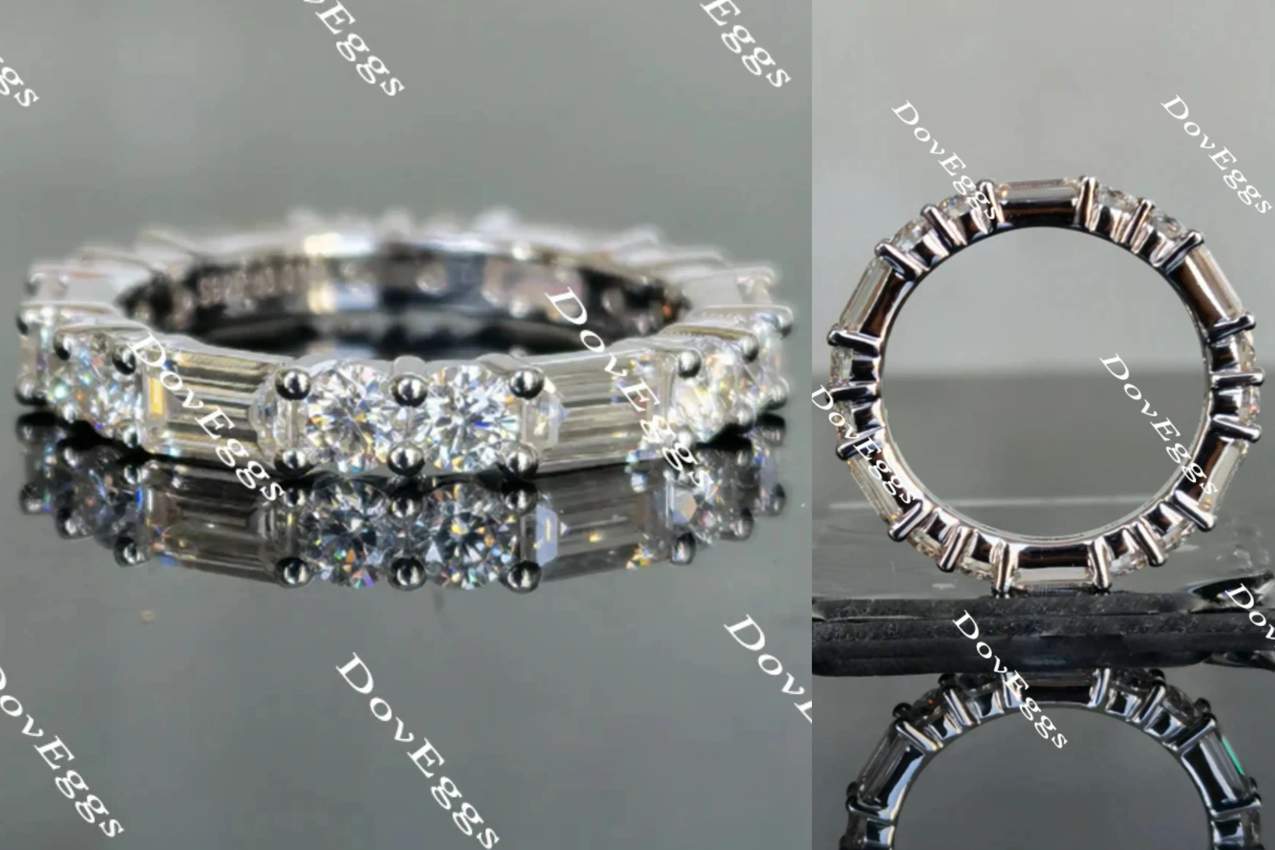 Doveggs full eternity moissanite/Lab grown diamond engagement ring/wedding band-3.0mm band width