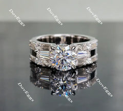 Doveggs round art deco moissanite engagement ring