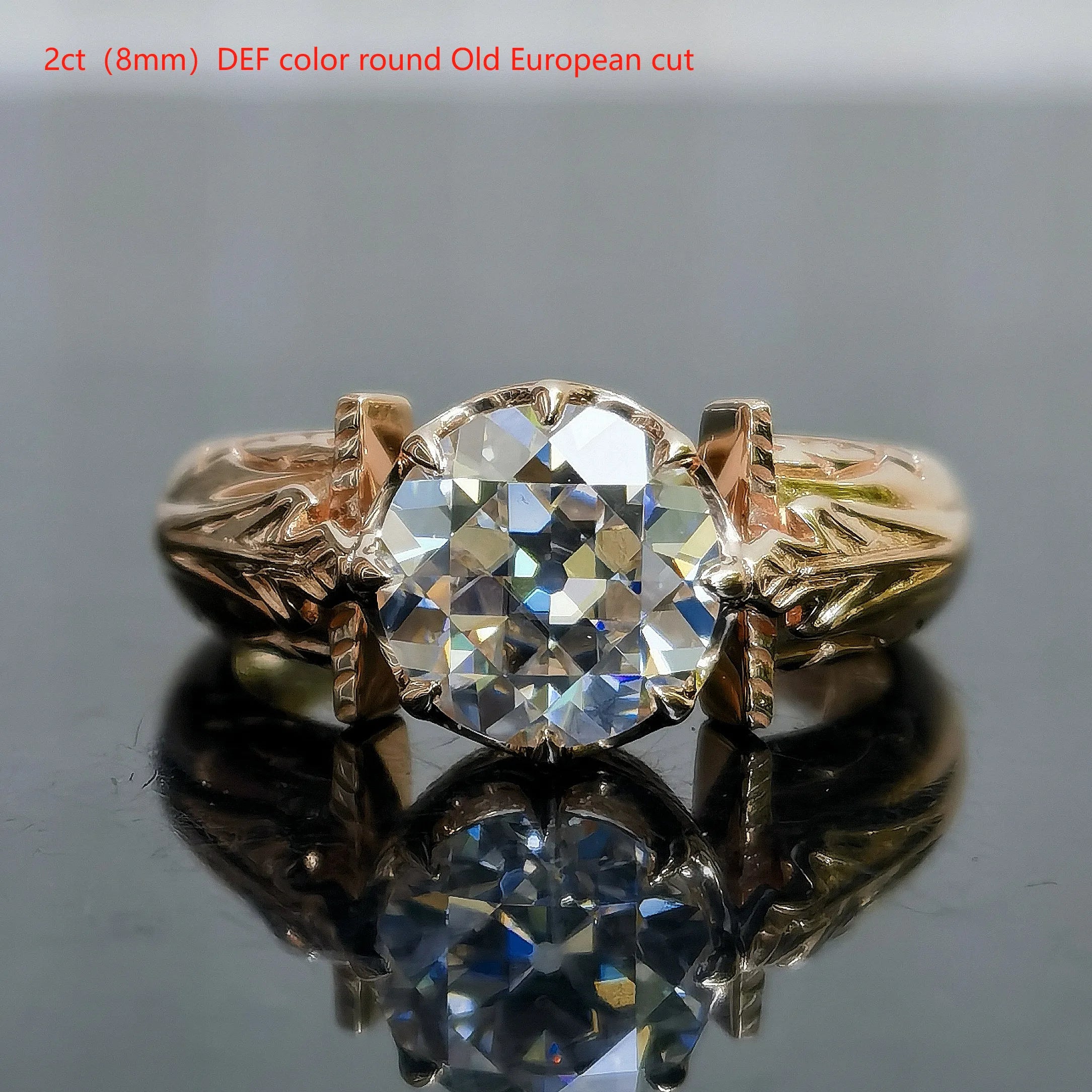 Doveggs round vintage moissanite engagement ring