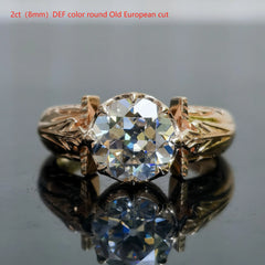 Doveggs round vintage moissanite engagement ring