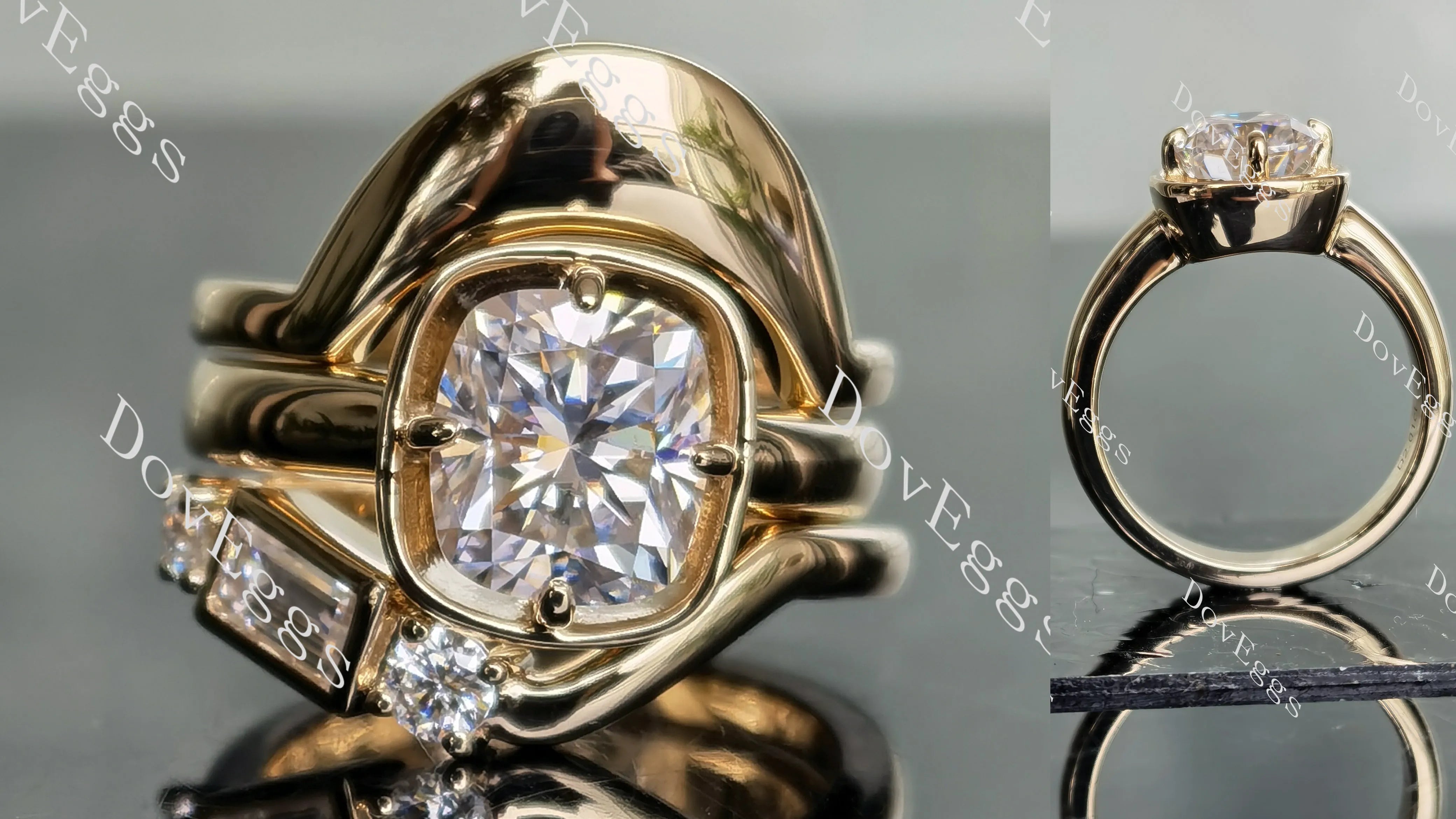 DovEggs cushion solitaire moissanite engagement ring (engagement ring only)