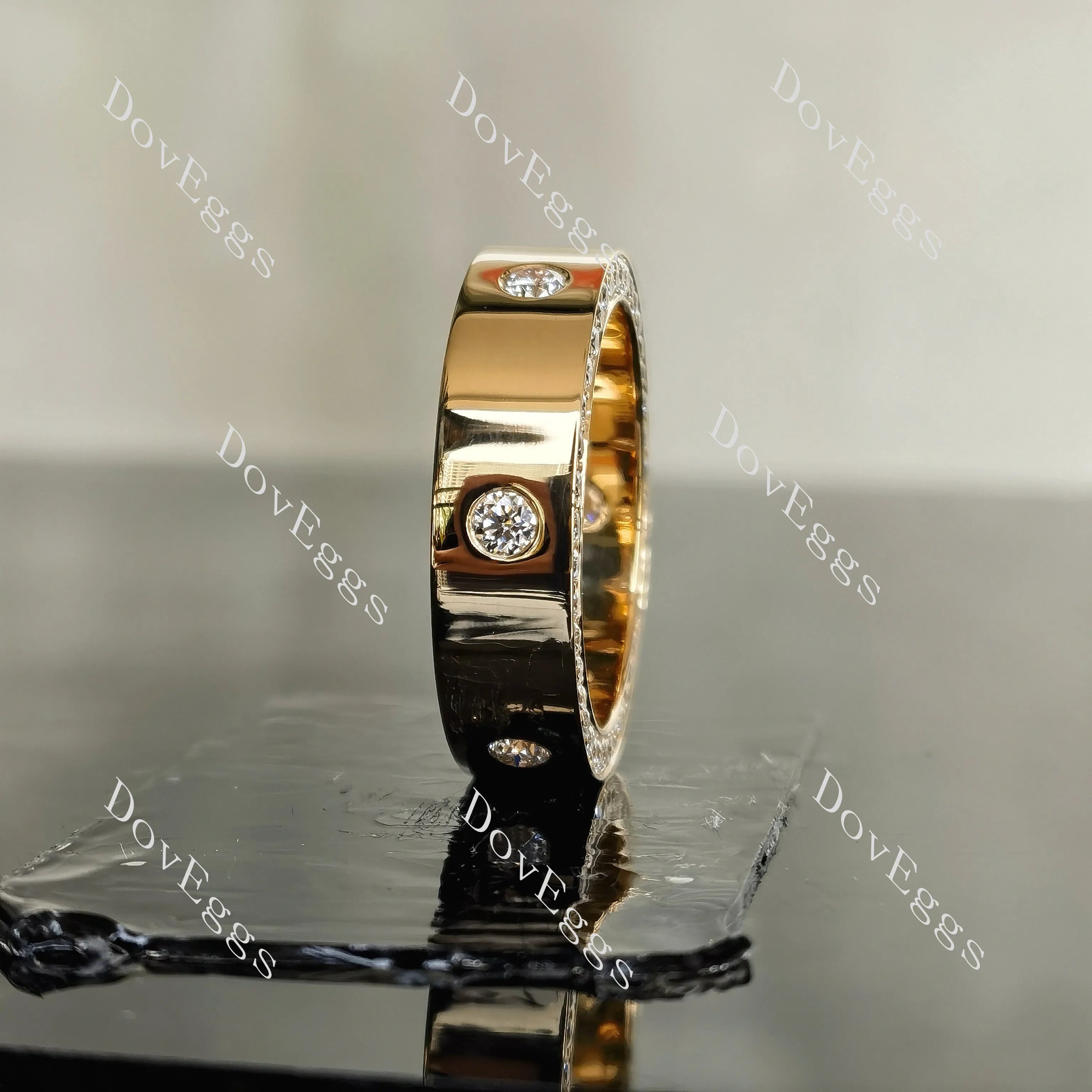 Eternal love round full eternity pave bezel moissanite/lab grown diamond wedding band-6.5mm band width