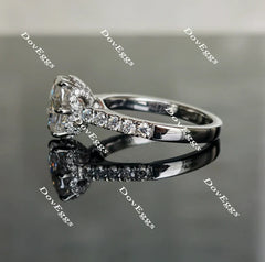 Doveggs half eternity paved engagement ring only semi-mount only(Exclusively to DovEggs Stones)