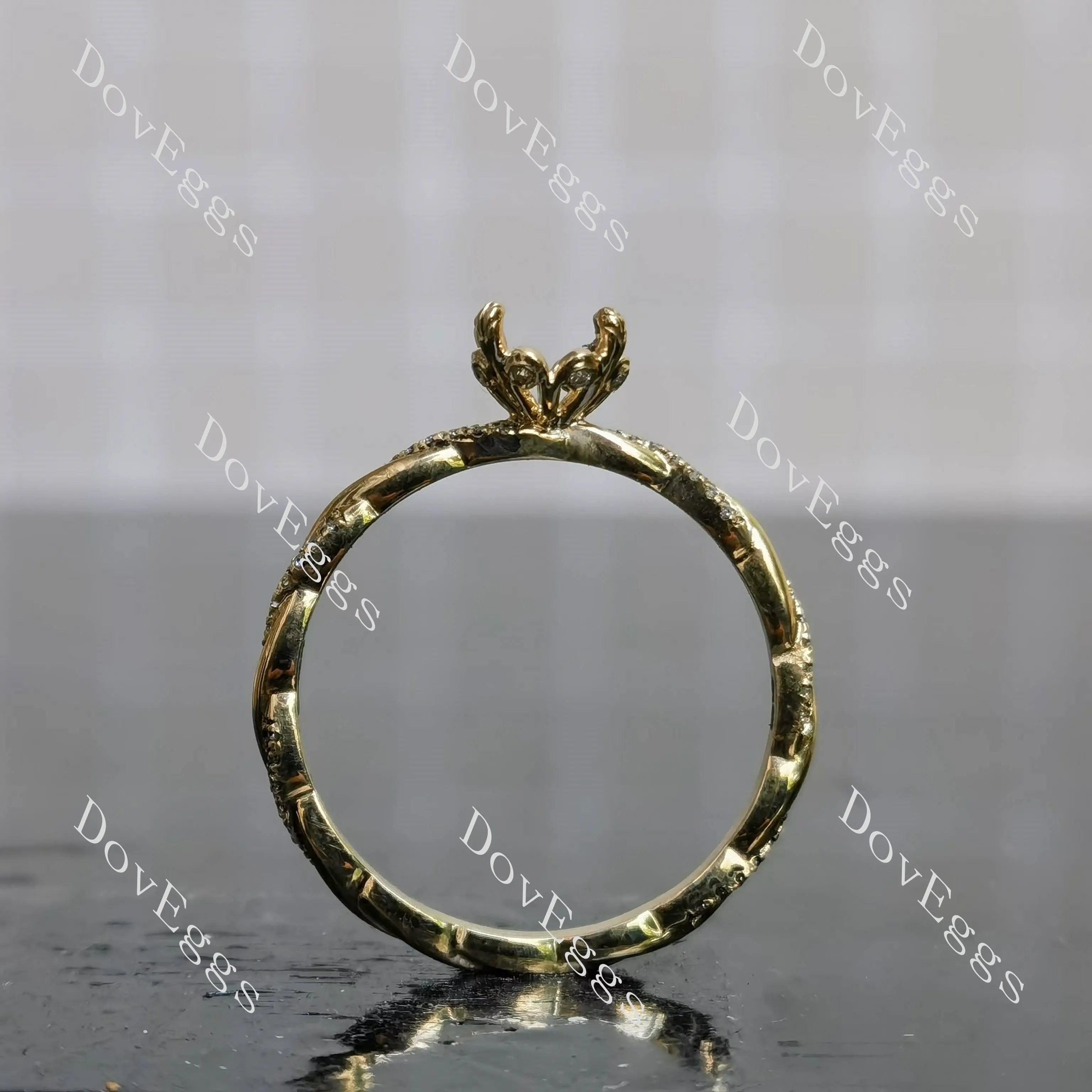 Doveggs floral pave vintage twisted engagement ring semi-mount only(Exclusively to DovEggs Stones)