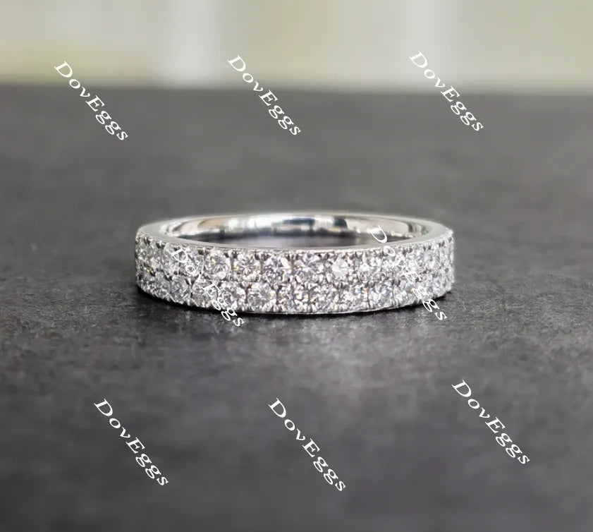 Doveggs round half eternity moissanite/lab grown diamond engagement ring wedding bands-2.8mm band width