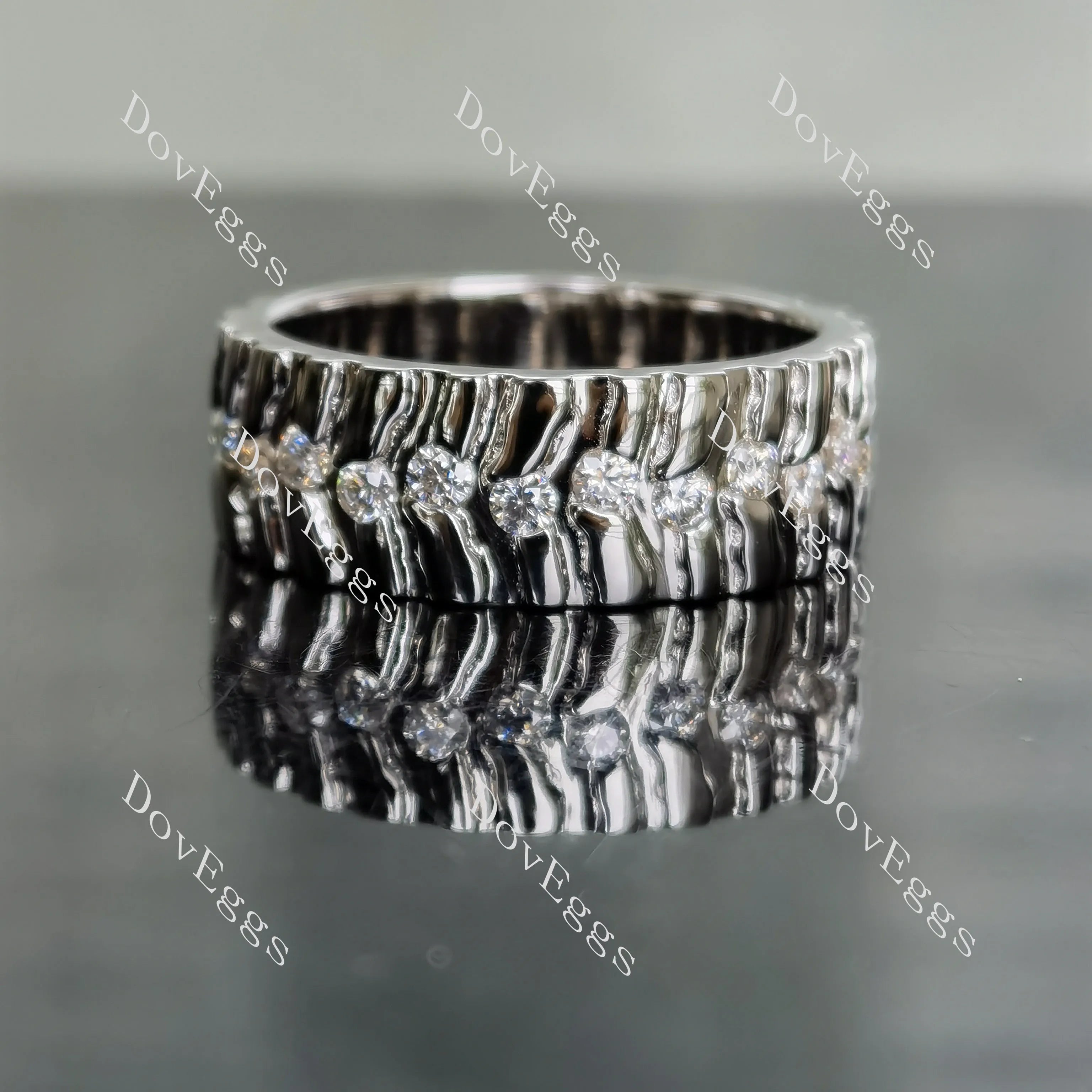 Doveggs round full eternity moissanite/lab grown diamond wedding band-9mm band width