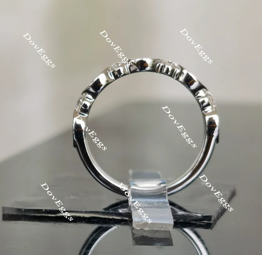 Doveggs round art deco half eternity moissanite/lab grown diamond wedding band-2.2mm band width