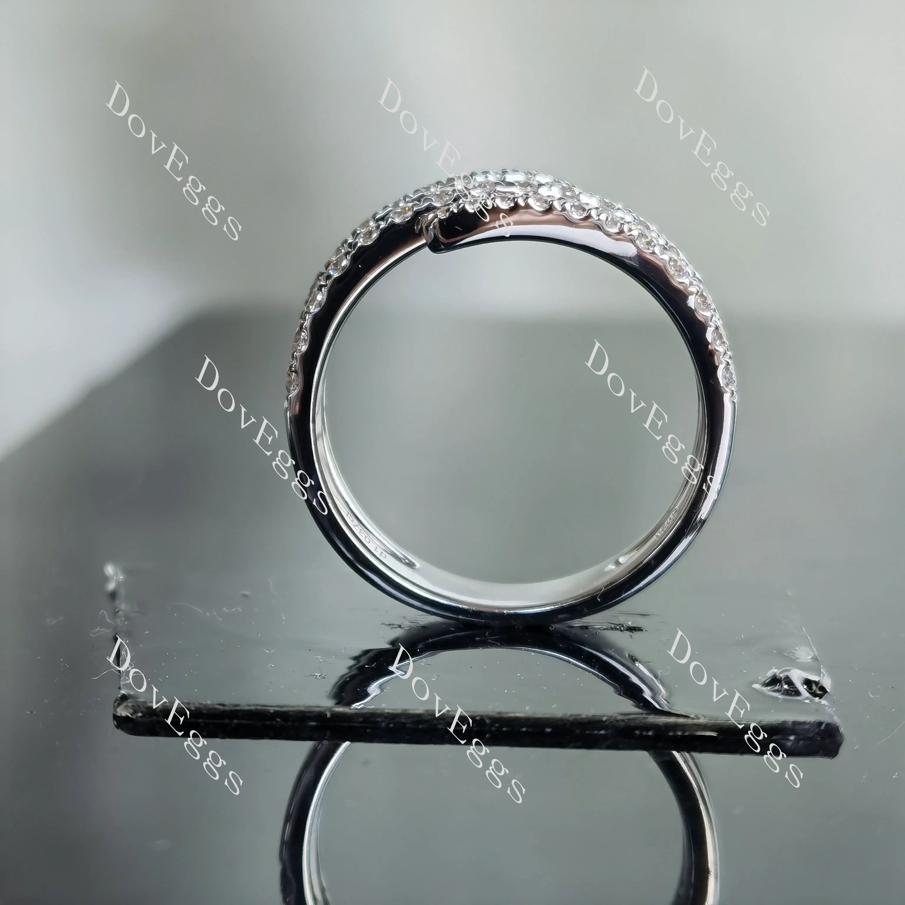 Doveggs round three line pave moissanite/lab grown diamond wedding band-5.3mm band width