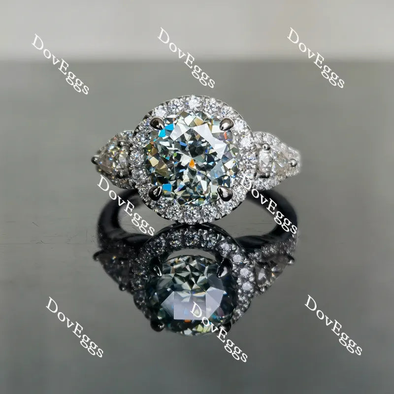 Doveggs round halo colored moissanite engagement ring