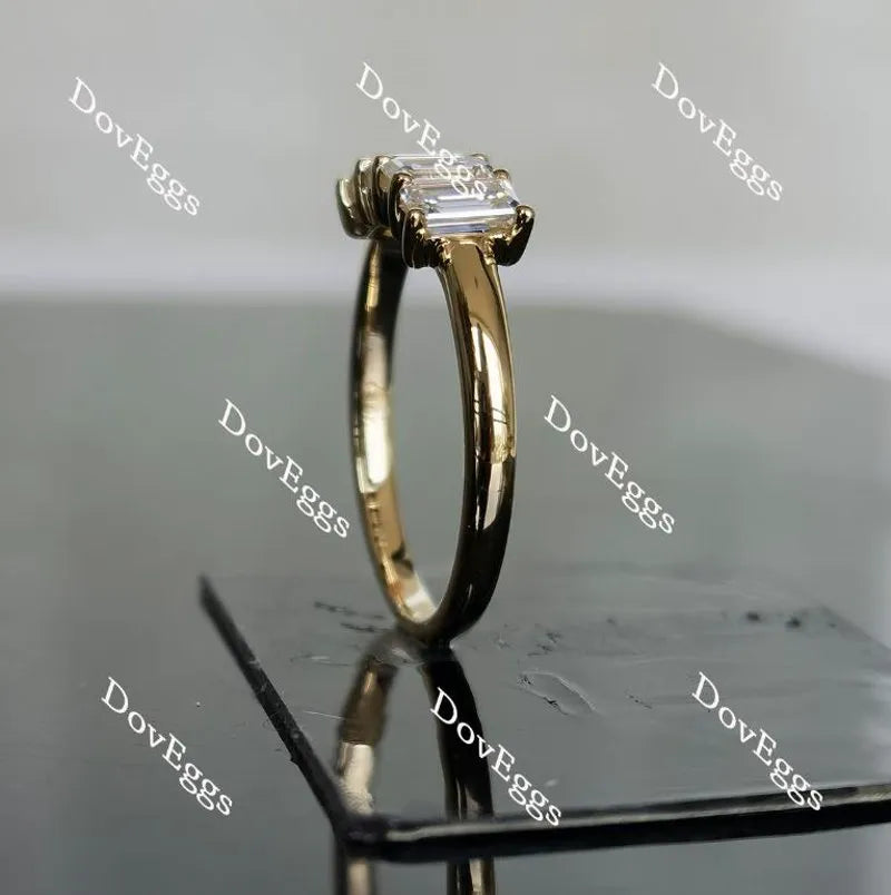 Doveggs four-stone emerald moissanite /lab grown diamond wedding band/moissanite ring