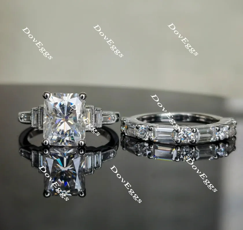 Doveggs round emerald half eternity moissanite/lab grown diamond wedding band (wedding band only)-1.8mm band width