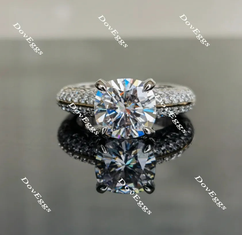 Never Let Go half eternity pave cushion moissanite engagement ring