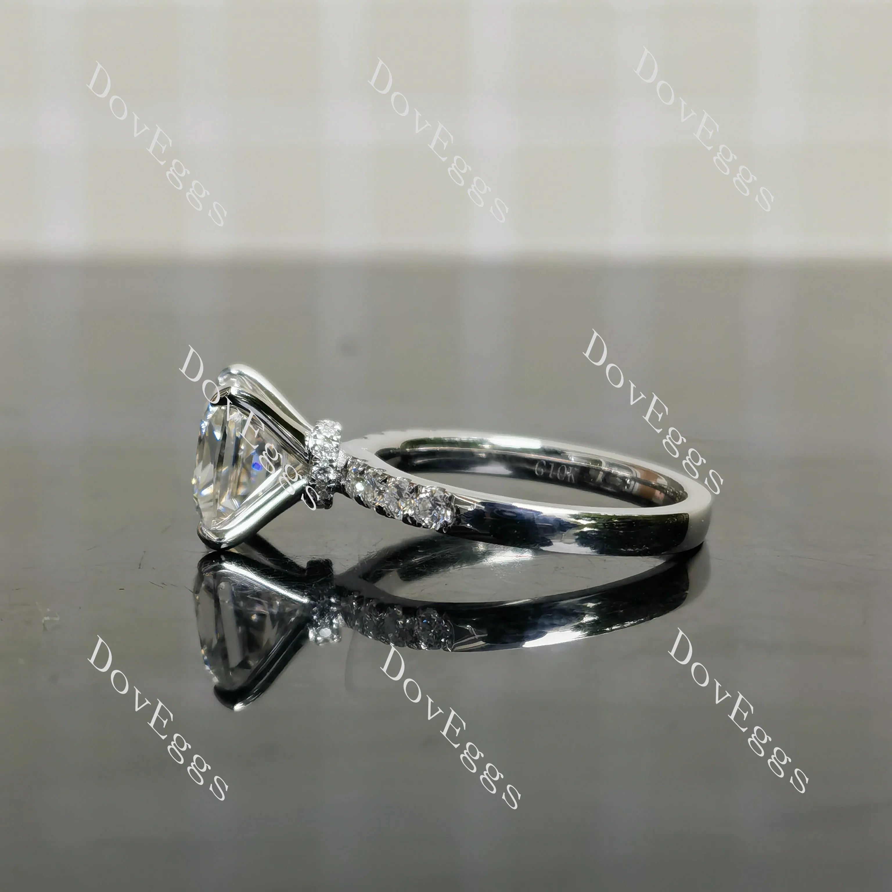 Doveggs Princess pave moissanite engagement ring