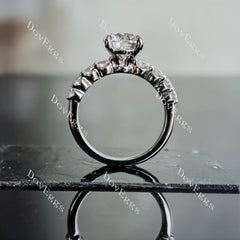 Round pave moissanite engagement ring (engagement ring only)| DovEggs