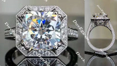 Doveggs cushion eternity pave halo moissanite engagement ring