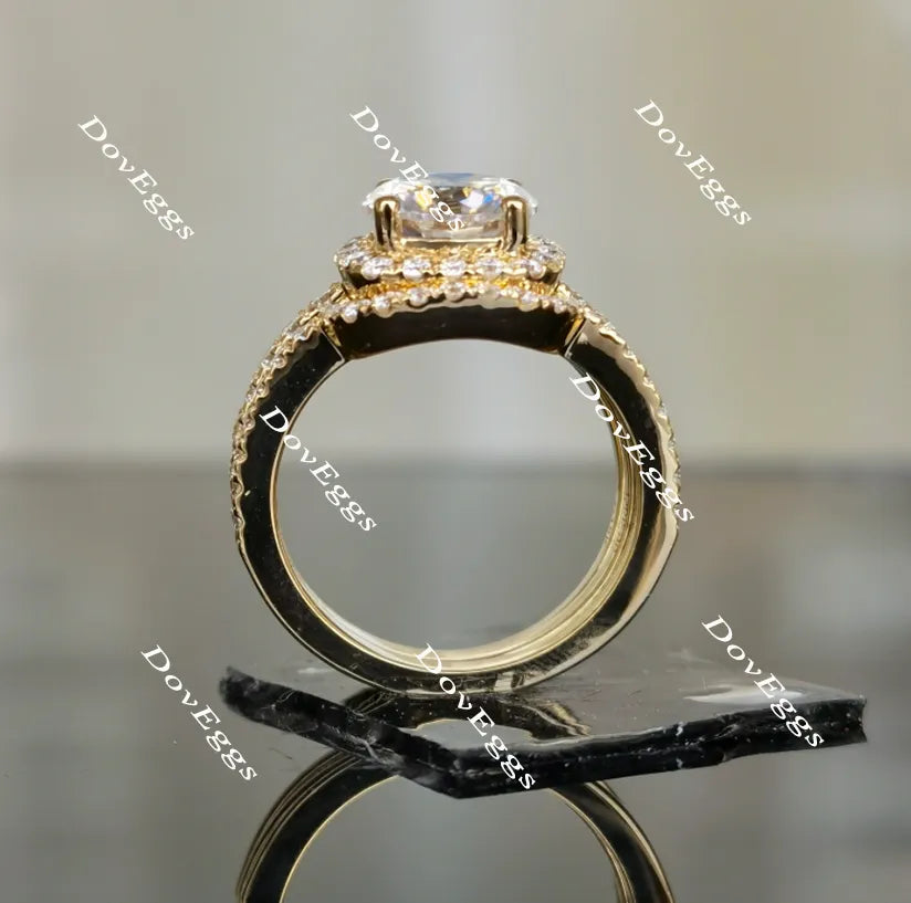 Doveggs round halo pave moissanite bridal set (3 rings)
